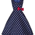 Blue and White Polka Dot Vintage Dress with Red Bow | Vintage .