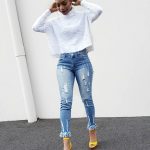 White blouse, blue jeans and yellow sandals | Casual outfits for .