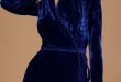 Stunning Cobalt Blue Dress - Velvet Wrap Dress - Midi Dre