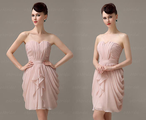 blush pink bridesmaid dress, blush pink dress, short bridesmaid .