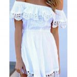 White Plain Lace Hollow-out Boat Neck Dress | Fashion, Girly .
