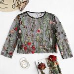 Up to 80% OFF! Floral Embroidered Sheer Mesh Blouse. #Zaful #Tops .