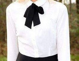 In Proper Work Outfit With White Shirt Black Bow And Skirt | Women .