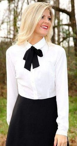 Bow Tie Blouse Outfit Ideas for Women