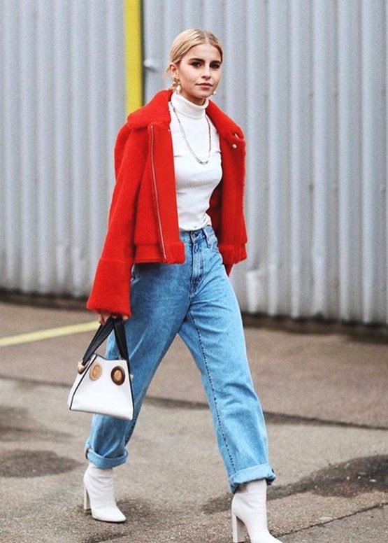 how-to-wear-boyfriend-jeans-outfit-ideas-red-coat | Ecemel