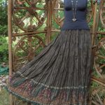 Olive drab border floral broomstick skirt size by LamplightGifts .