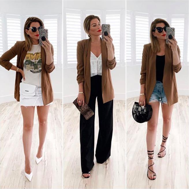 3 ways to wear a brown blazer, fashion blogger outfit ideas .