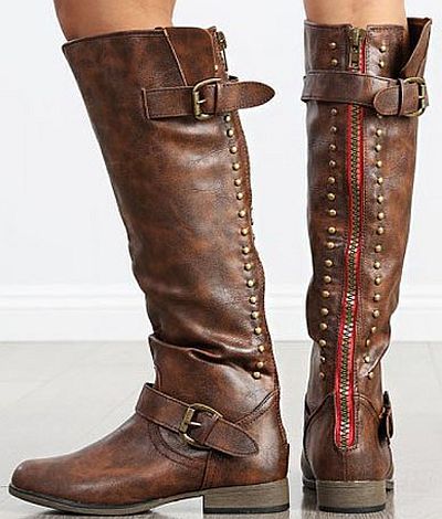 FIFI brown riding boots with zipper on back. These popular boots .