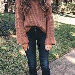 winter #outfits women's brown sweater with black denim jeans .