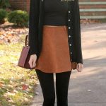 fall #outfits women's white crop top, brown mini skirt black .