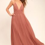 Stunning Rusty Rose Dress - Pleated Maxi Dress - Pink Gown - $78.