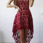 2018 Sexy Hi-lo High Low Prom Dress Burgundy Lace Prom Dresses .