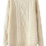 Beige White Diamond Cable Knit Sweater Winter Sweaters For Wom