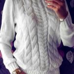 Women's Pull Over Cable Knit Sweater - Light Grey / Long Sleev