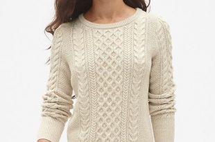 Gap Womens Cable-Knit Crewneck Pullover Sweater Oatmeal | Work .