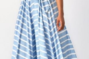 USD32.97 Belted Stripe Print Belted Cap Sleeve Dress #liligal .