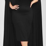 Off The Shoulder Plus Size Maxi Formal Long Prom Caped Dress .