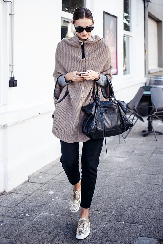 Cape Sweater Outfit Ideas for
  Ladies