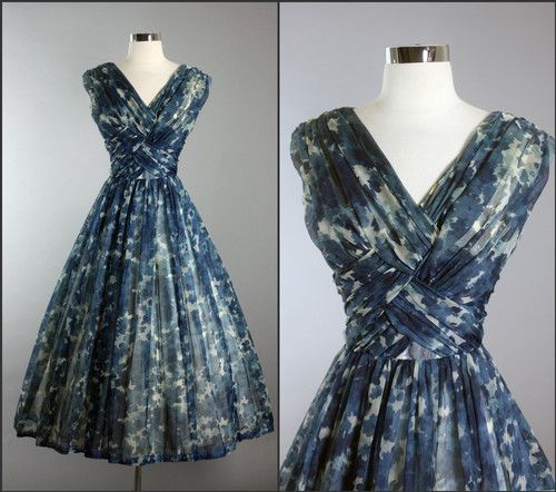 1950's Carol Robins Chiffon Cocktail Dress | Fantasy Wearable .