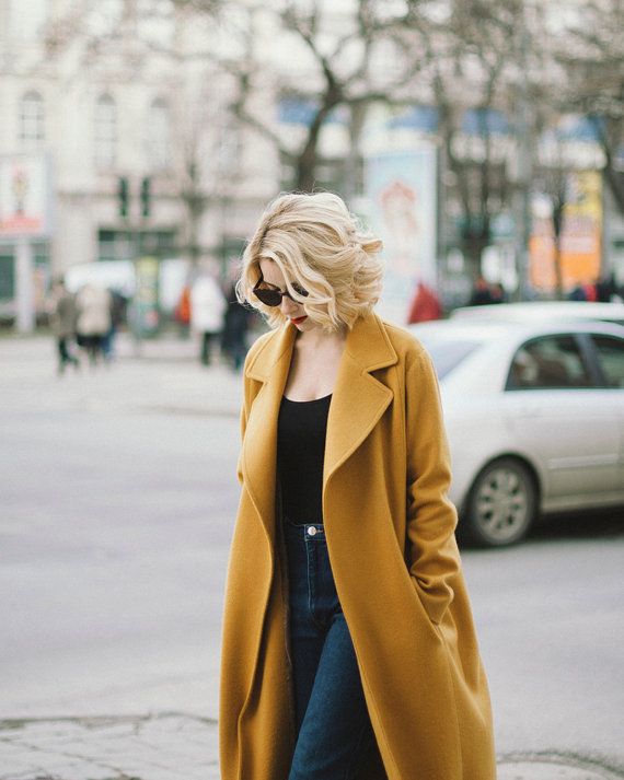 chic fall look | Mustard coat, Fall fashion coats, Cashmere co
