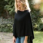 100% Lightweight Cashmere Draped Black Poncho | Poncho outfit .