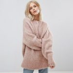 Weekday Soft High Neck Pink Sweater from ASOS | Winter Outfit .