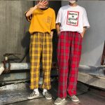 🍑🍑 INSTOCK yellow checkered pants, Women's Fashion, Clothes .