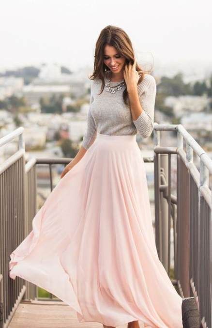 31+ new ideas skirt chiffon outfit pink maxi #skirt | Pink maxi .