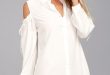 Chic White Shirt Dress - Cold-Shoulder Dre