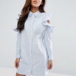 Missguided Tall Frill Cold Shoulder Shirt Dress | AS