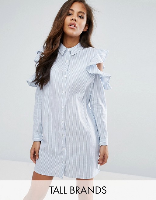 Missguided Tall Frill Cold Shoulder Shirt Dress | AS