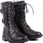 Amazon.com | Fashion Buckle Lace up Womens Combat Military Boots .