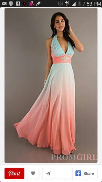 Halter Evening Gown, Betsy and Adam Long Ombre Dresses- PromGirl .