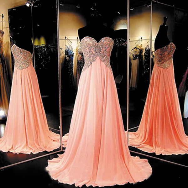 Long Chiffon Coral Prom Dress Elegant Prom Dresses Elegant Prom .