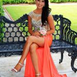 Simple Prom Dresses,Coral Prom Dress,Beading Prom Gown,Slit Prom .