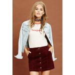 Forever21 Corduroy Buttoned Skirt ($20) ❤ liked on Polyvore .