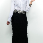 Cowgirl Elegant, white blouse, black skirt, western belt | Cowgirl .