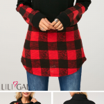 Plaid Print Long Sleeve Cowl Neck Sweatshirt #liligal #hoodies .