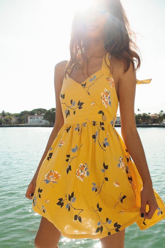 Criss Cross Back Tiered Dress | Summer dresses, Fashion, Yellow .