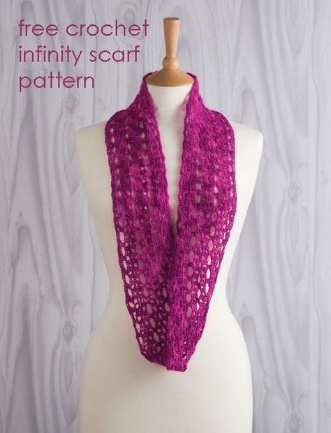 Free Crochet Infinity Scarf Pattern | Crochet lace scarf, Crochet .