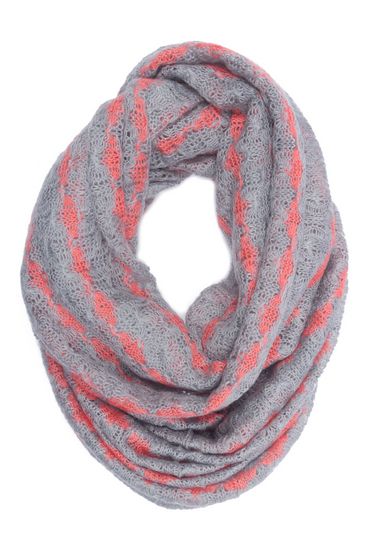 gray and coral infinity scarf | Crochet infinity scarf, Infinity .
