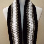 Black, Gray and White Striped Infinity Scarf, Crochet Infinity .