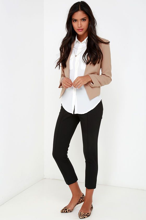 Business Trip Tan Cropped Blazer | Comfy work outf