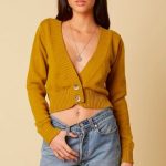 Find the Be There Mustard Cropped Cardigan Sweater at Bohopink.com .