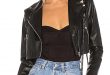 by the way. Sloane Faux Leather Cropped Moto in Black | REVOL