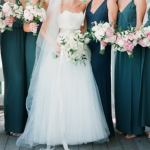 Teal bridesmaids dresses perfect with pink bouquets! Wedding Ideas .