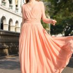 15 Amazing Peach Long Dress Outfit Ideas - FMag.c