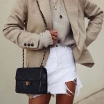 great outfit idea to try this season : nude blazer bag sweater .
