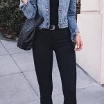 casual style addict_denim jacket + top + bag + skinny jeans + .