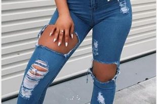 Extreme Ripped Distressed Denim Mom Jeans | WearAll | Cute ripped .